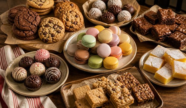 Cookies macarons cake balls and bars