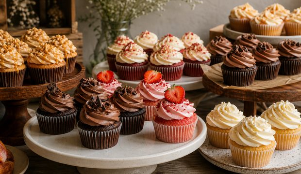 Colorful cupcake assortment